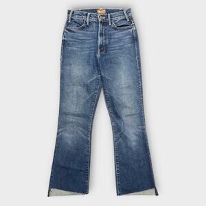 MOTHER The Hustler High-Rise Ankle Fray Crop Jeans Truth & Consequences Size 25